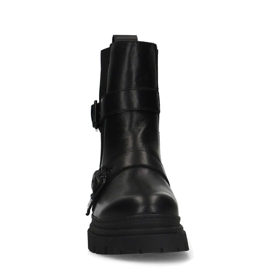 Sacha Leather Chelsea Boots With Buckles - Black