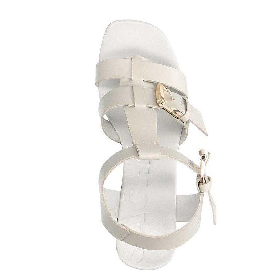 Sacha Leather Platform Sandals - White