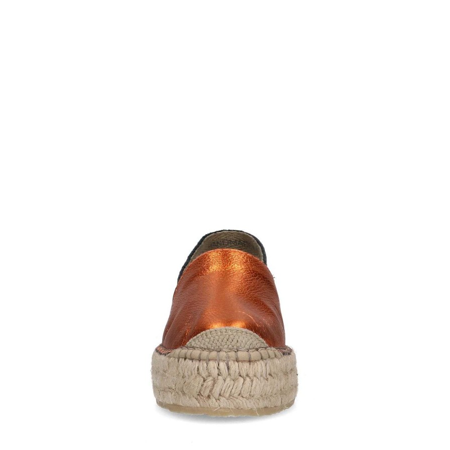 Sacha Metallic Leather Espadrilles - Orange