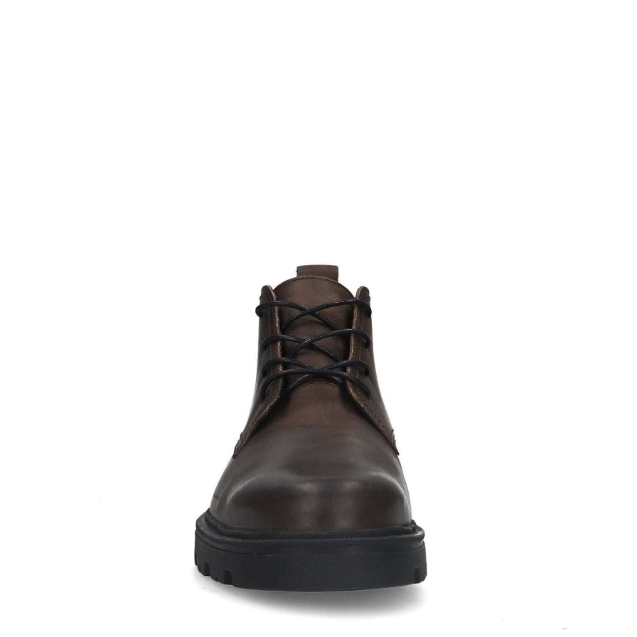 Sacha Lace-Up Leather Ankle Boots - Brown