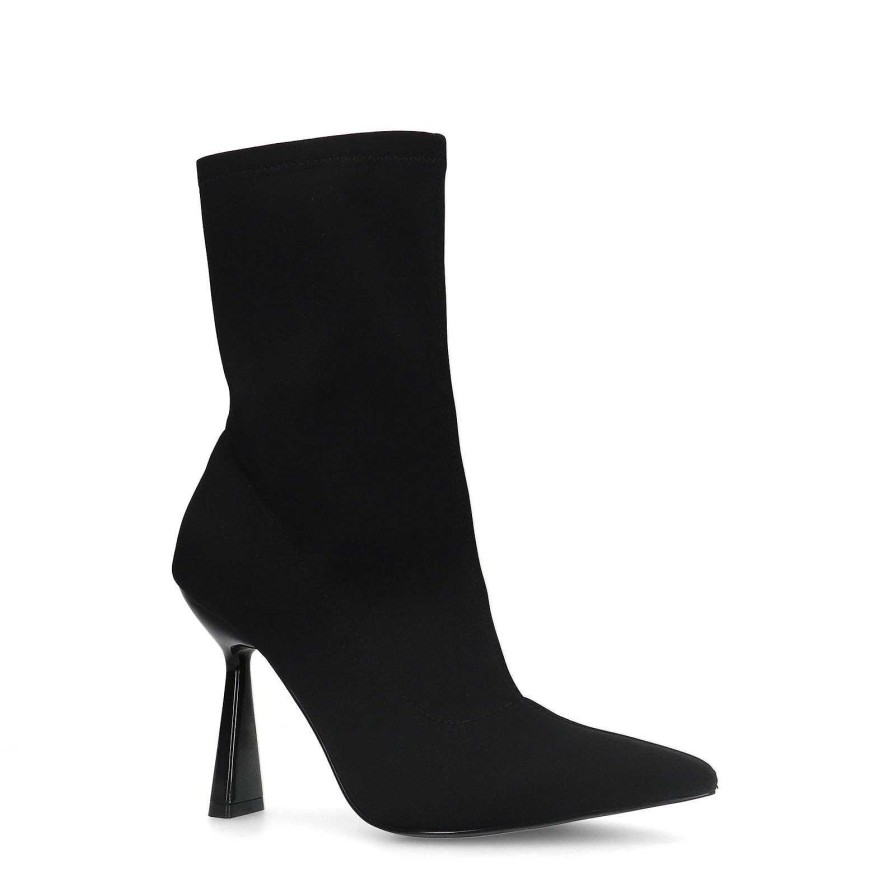 Sacha Sock Boots With Funnel Heel - Black