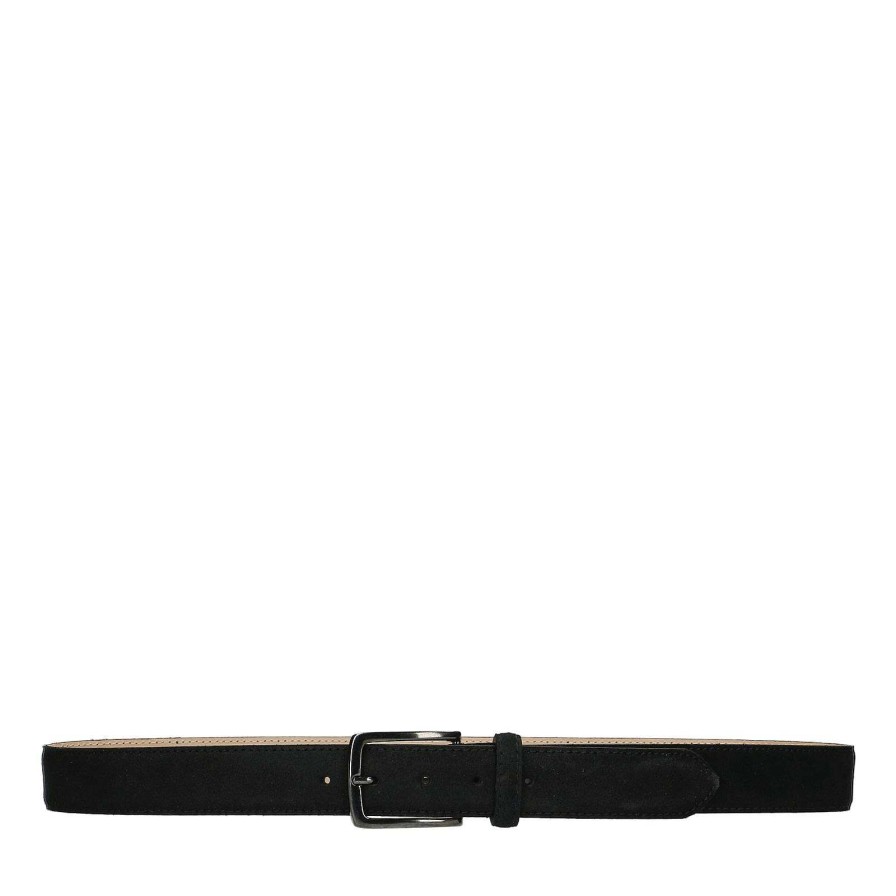 Sacha Suede Belt With Silver Buckle - Black