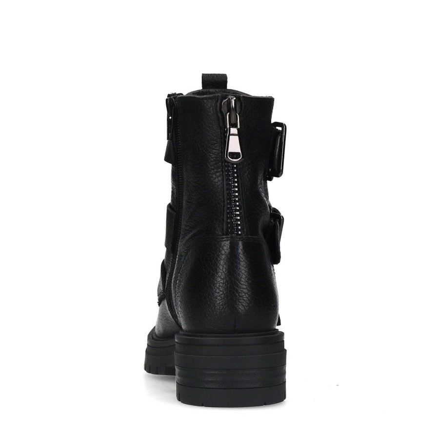 Sacha Biker Boots With Buckles - Black