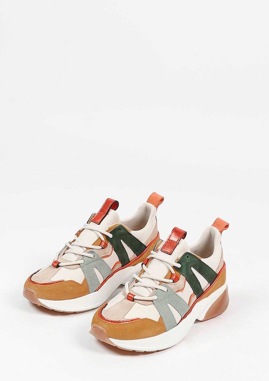 Sacha Suede Sneakers With Colored Details - Brown