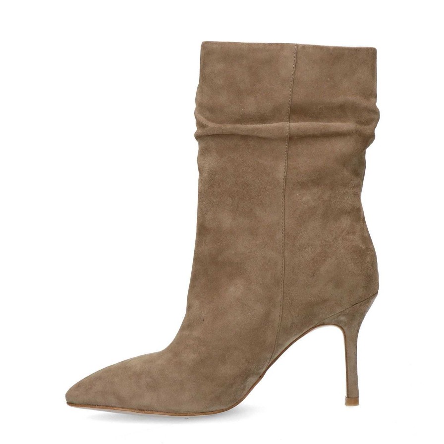 Sacha Suede Ankle Boots With Stiletto Heel - Taupe