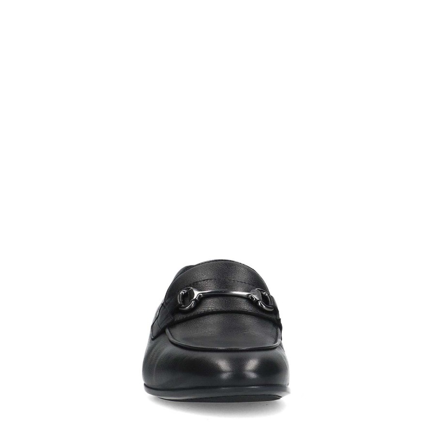 Sacha Leather Loafers With Chain - Black