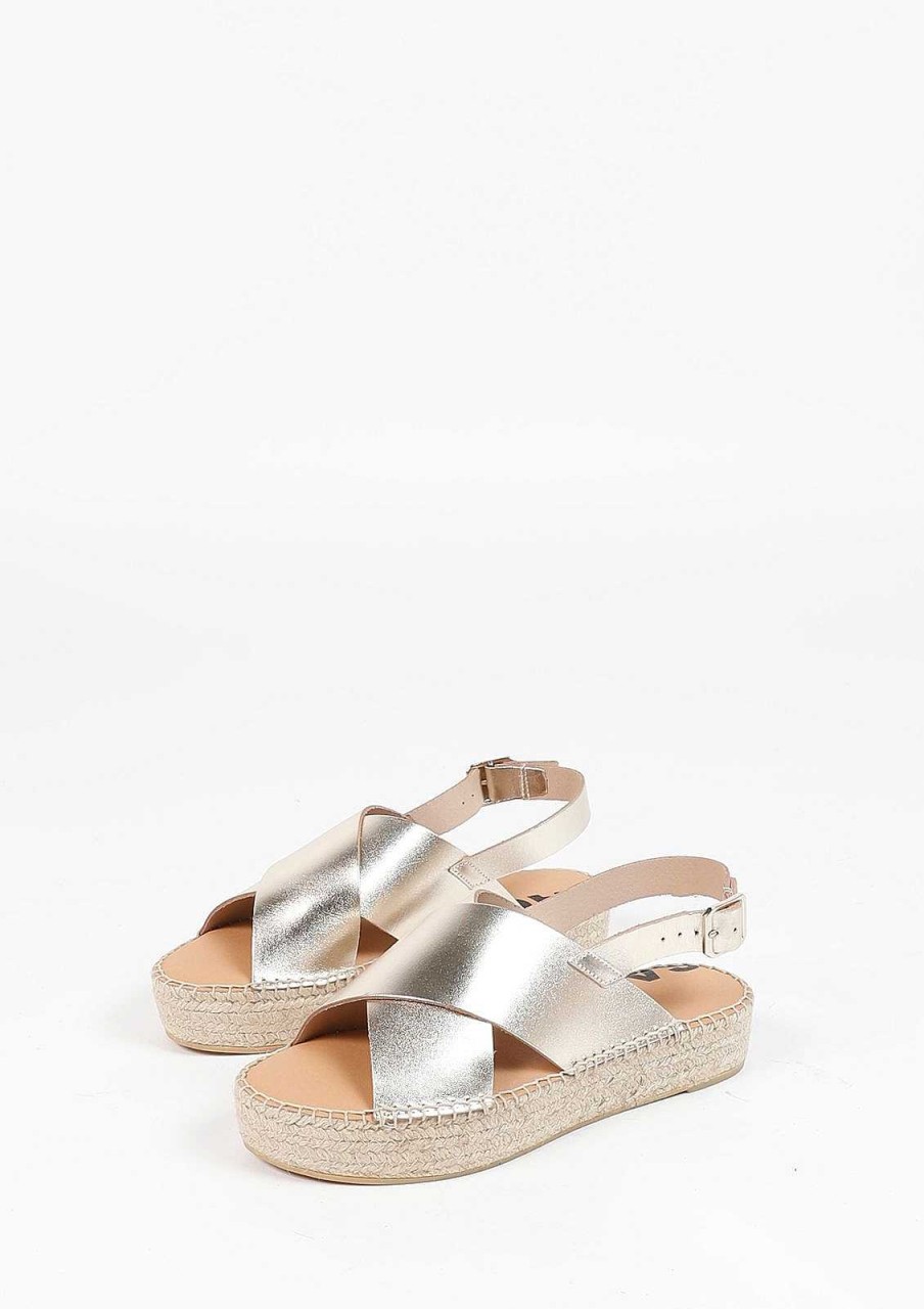 Sacha Leather Platform Sandals - Gold