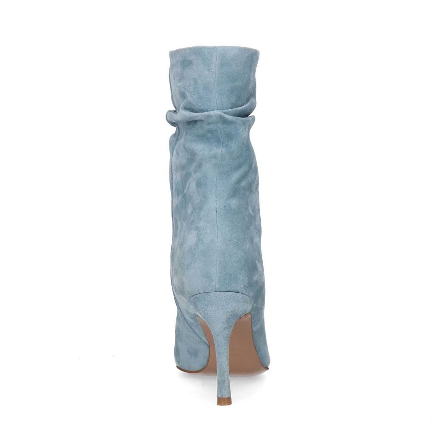 Sacha Suede Stiletto Heel Ankle Boots - Light Blue