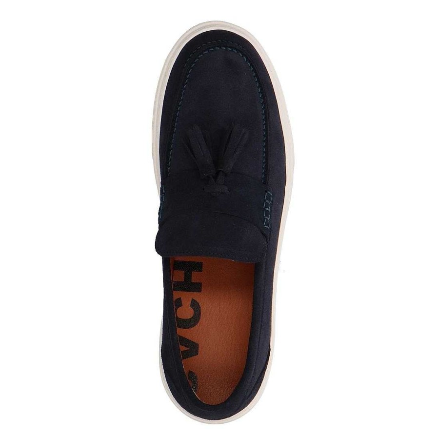 Sacha Suede Loafers With Fringed Tassels - Dark Blue