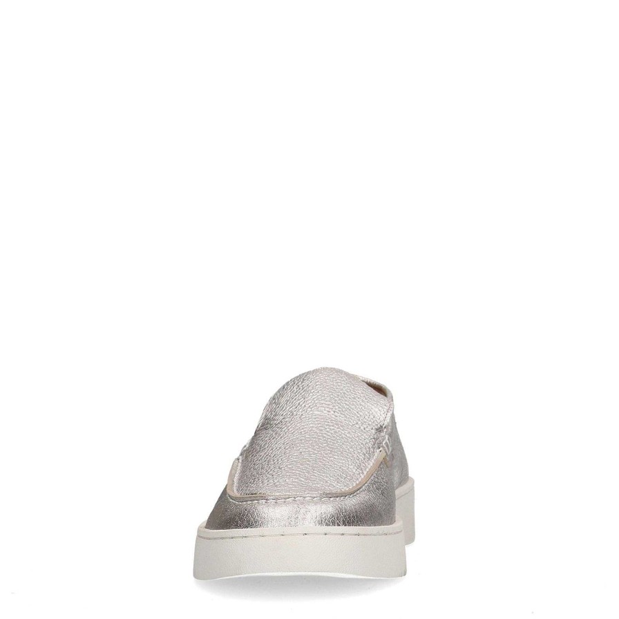 Sacha Leather Loafers With Platform Sole - Silver