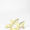 Sacha Leather Mules With Funnel Heel - Yellow