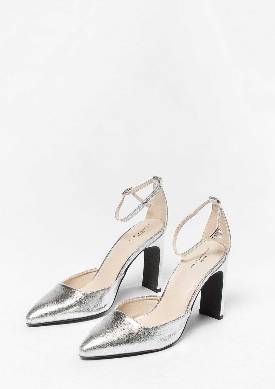 Sacha Firm Pumps With Ankle Strap - Silver