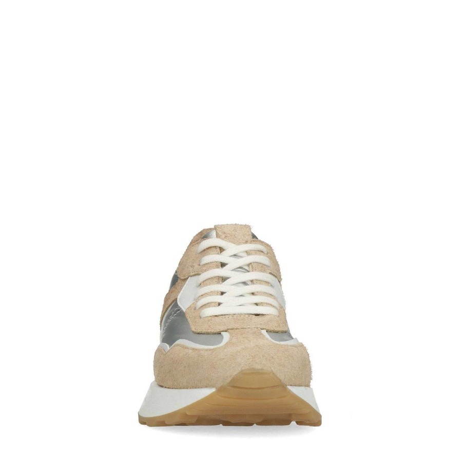 Sacha Durable Beige Sneakers With Silver Details