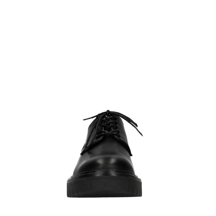 Sacha Lace-Up Leather Shoes With Platform Sole - Black