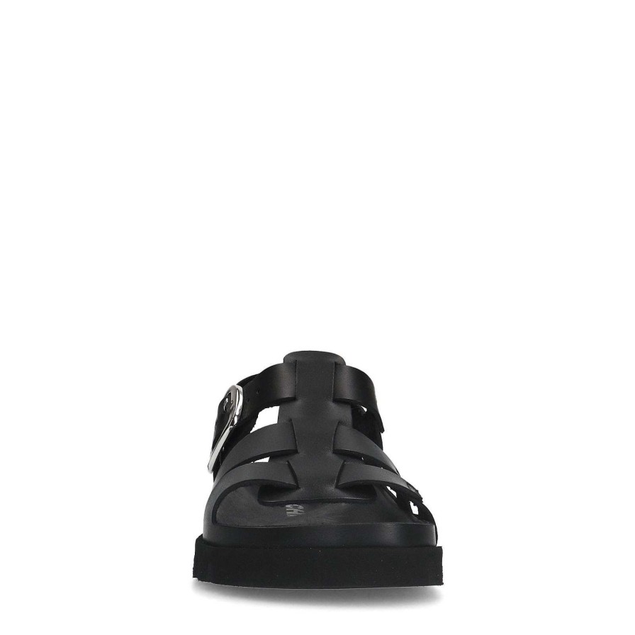 Sacha Chunky Leather Sandals - Black