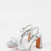 Sacha Metallic Heeled Sandals - Silver