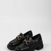 Sacha Chunky Leather Loafers With Chain - Black