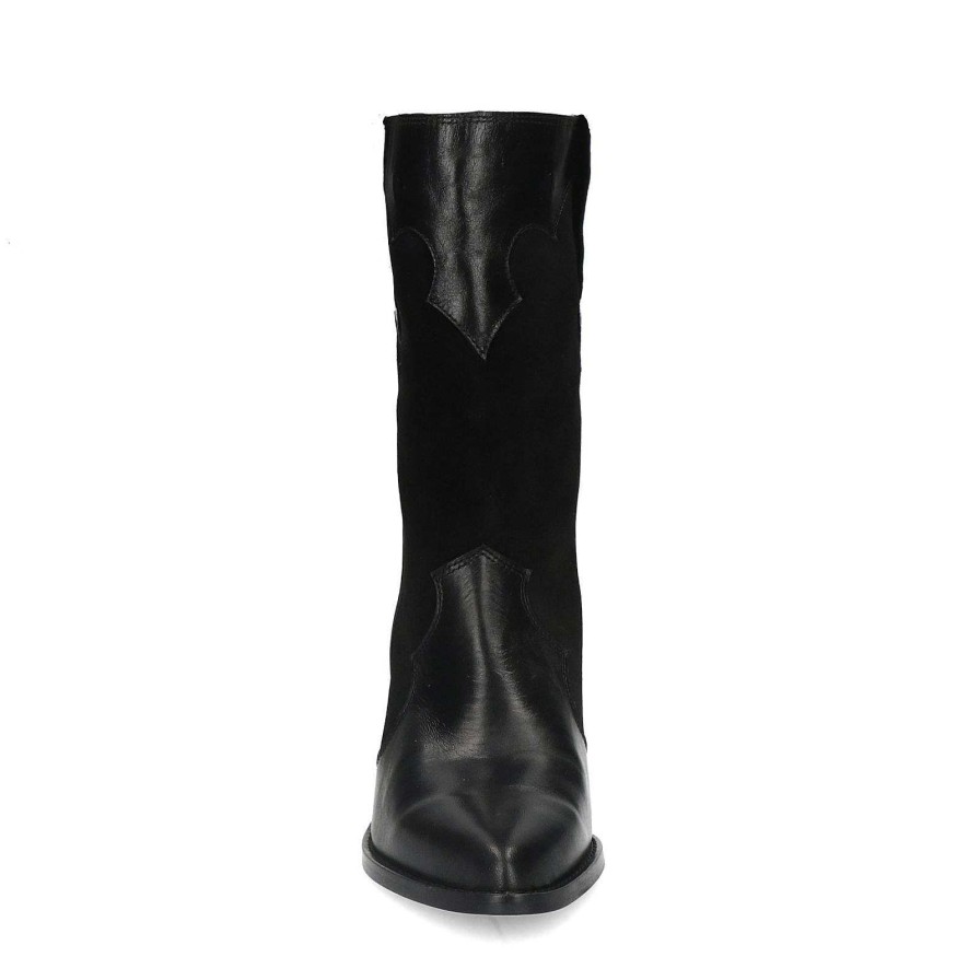 Sacha Leather Cowboy Boots With Suede - Black