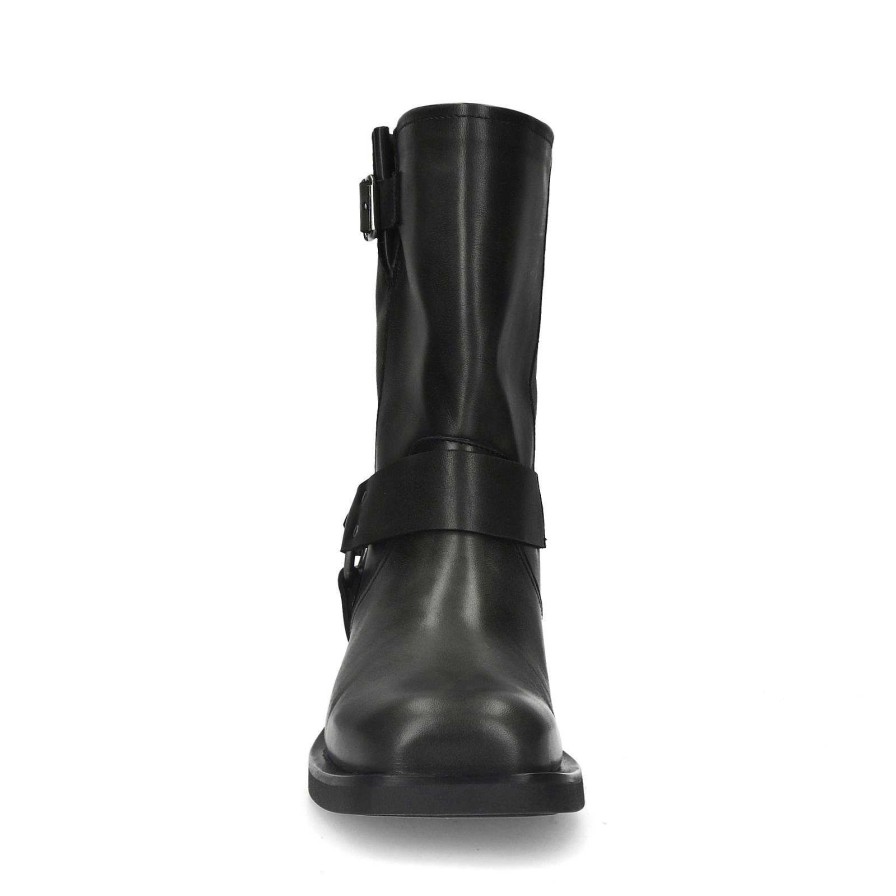 Sacha Stone Wash Buckled Biker Boots