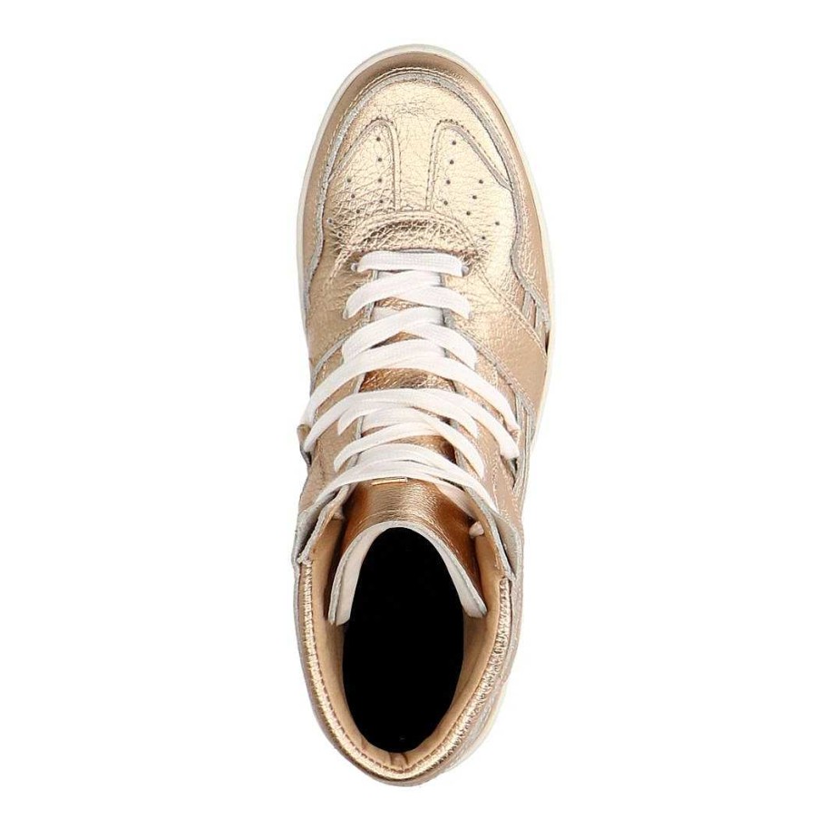 Sacha High Top Leather Sneakers - Gold