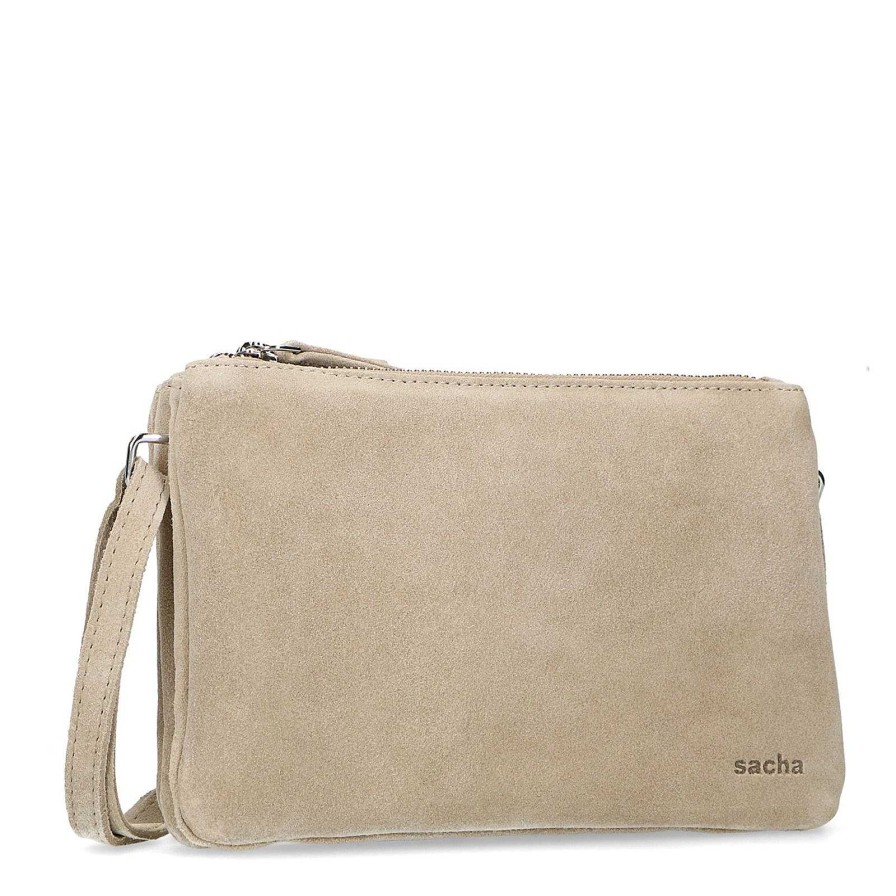 Sacha Suede Crossbody Bag - Beige