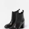 Sacha Heeled Leather Ankle Boots - Black