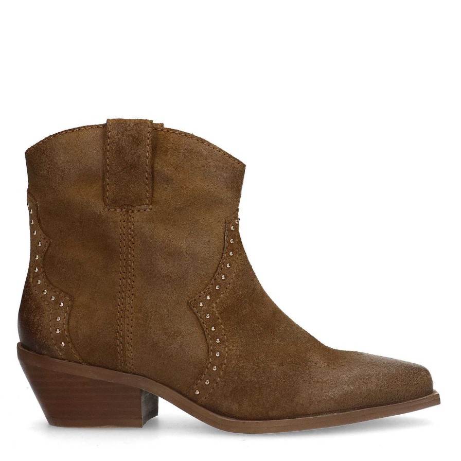 Sacha Suede Heeled Ankle Boots - Brown