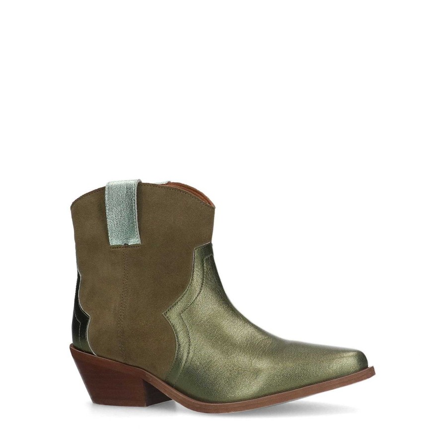 Sacha Suede Heeled Ankle Boots - Green