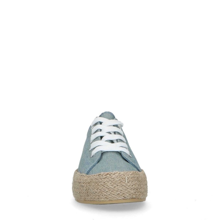 Sacha Textile Sneakers With Rope Sole - Blue