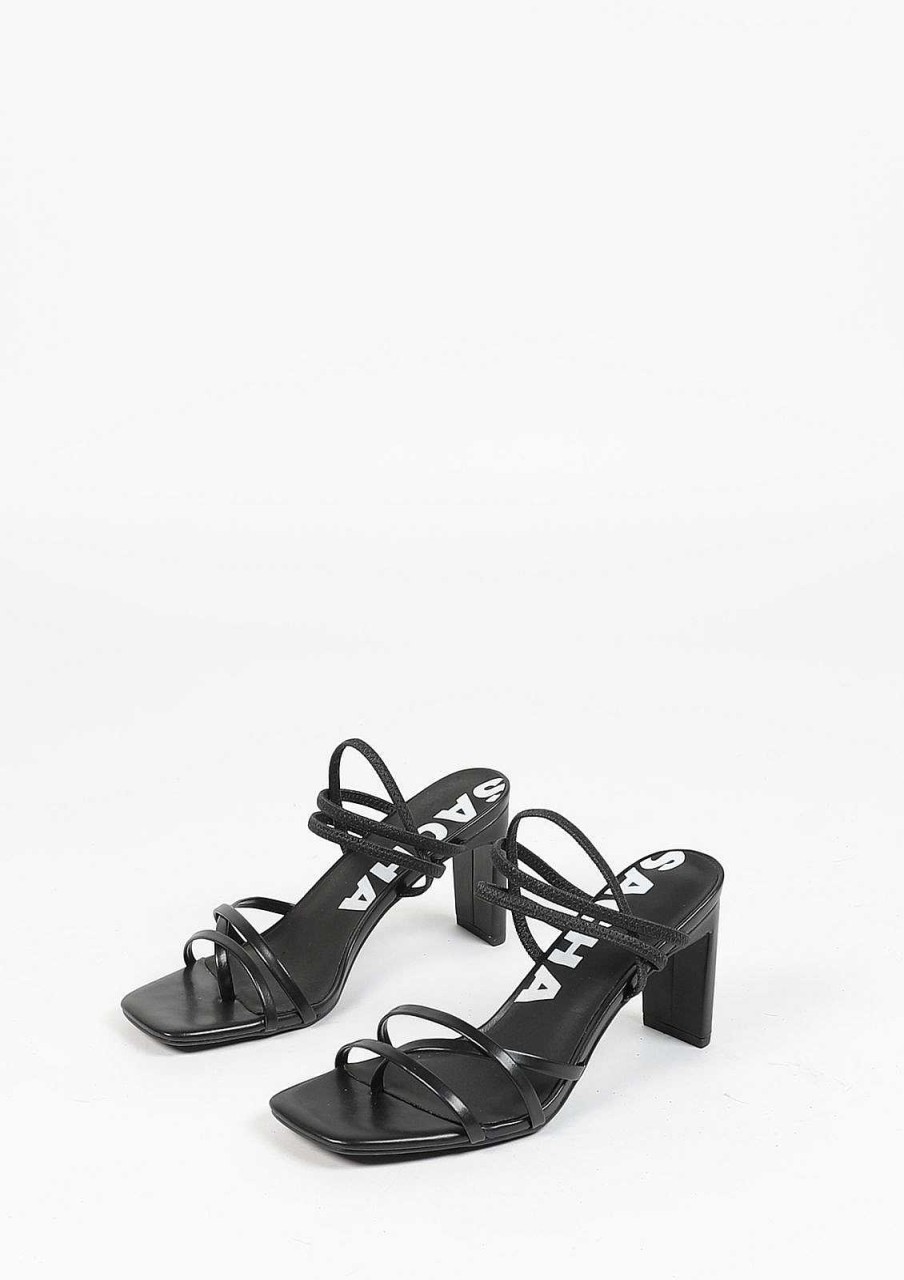 Sacha Heeled Sandals With Straps - Black