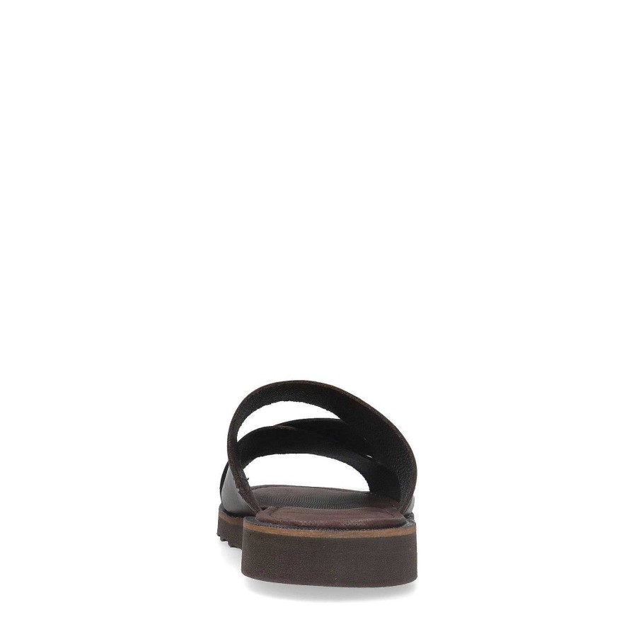 Sacha Leather Slides - Brown