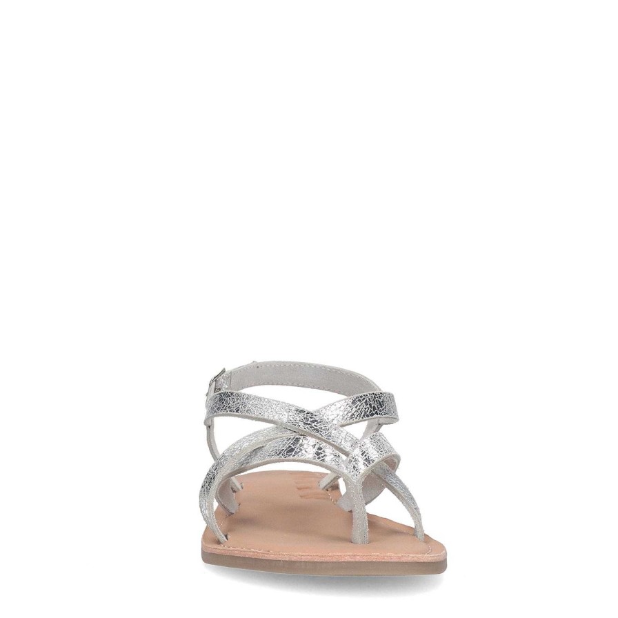 Sacha Leather Sandals With Crossed Straps - Silver