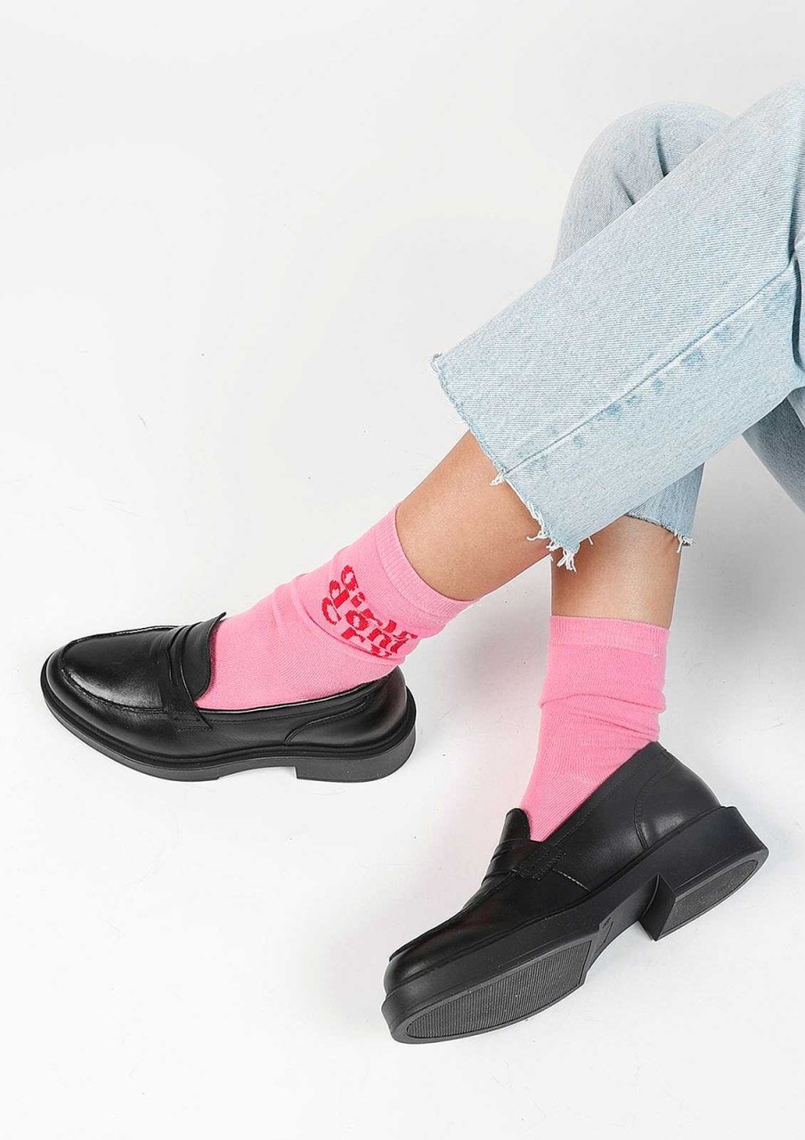 Sacha Socks With Text - Pink