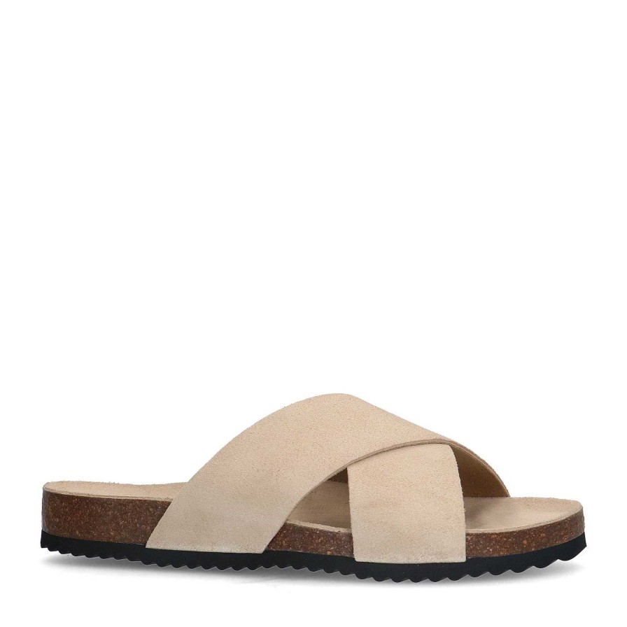 Sacha Suede Slides - Beige