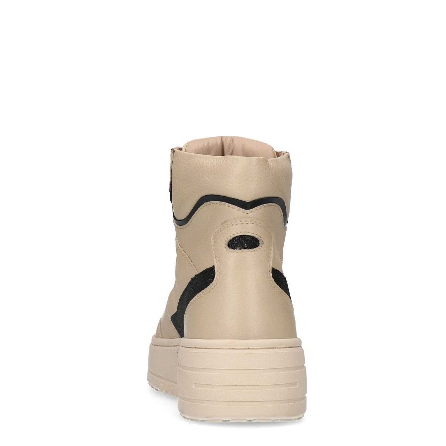 Sacha High Top Leather Sneakers - Beige