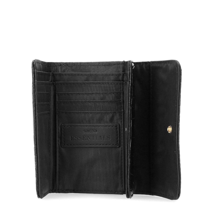 Sacha Wallet With Croc Print - Black