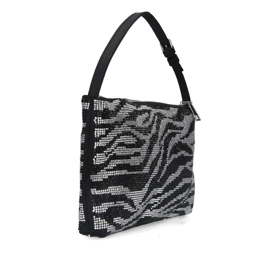 Sacha Zebra Print Handbag With Rhinestones