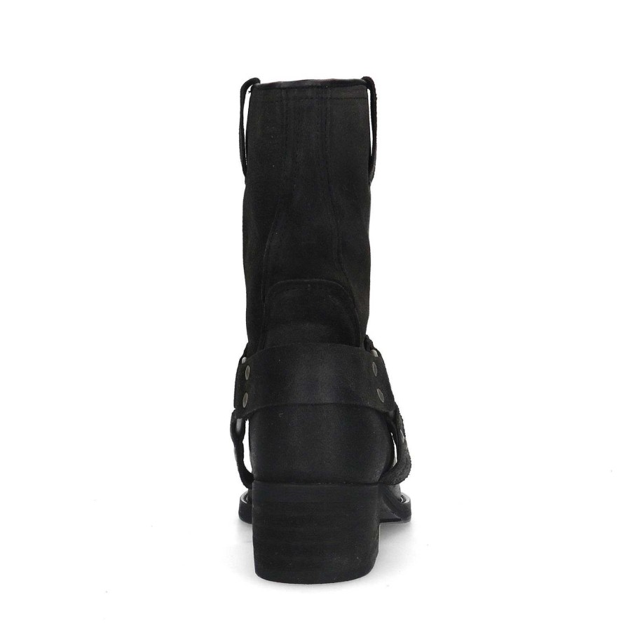 Sacha Suede Biker Boots - Black