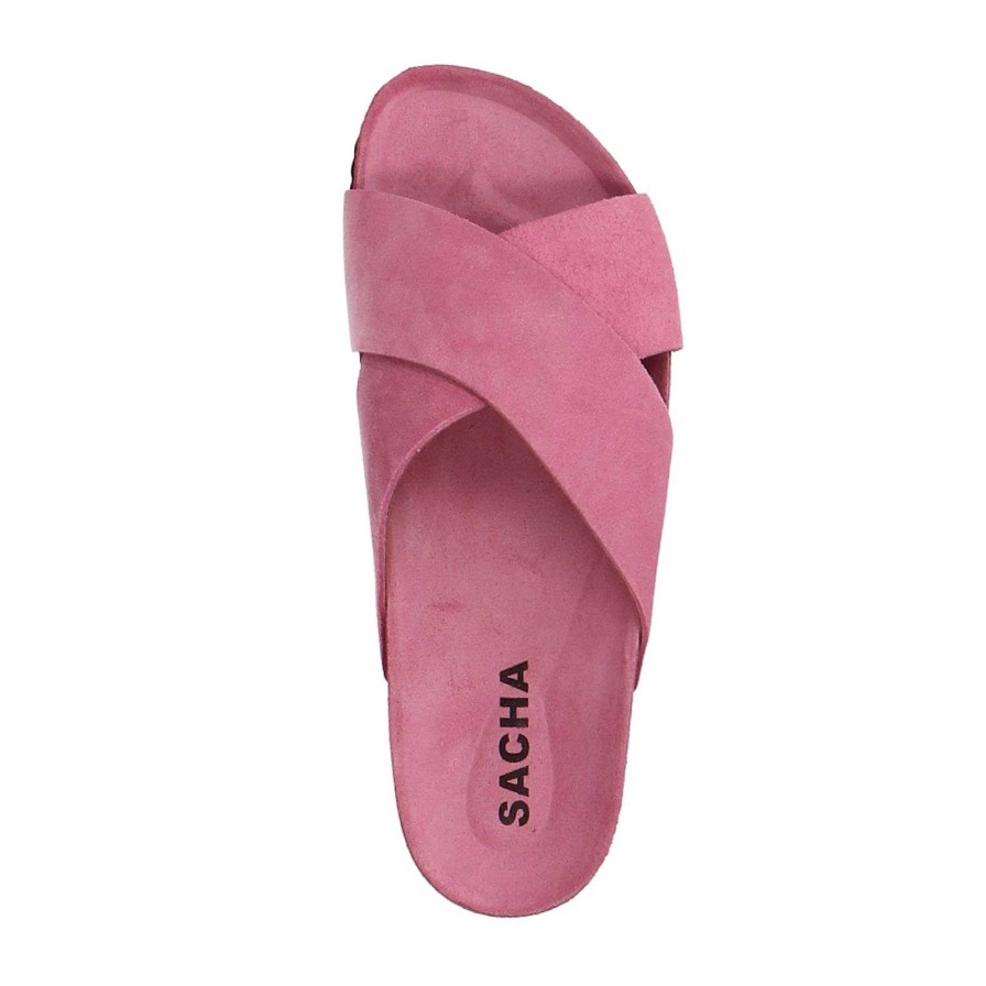 Sacha Suede Slides - Pink