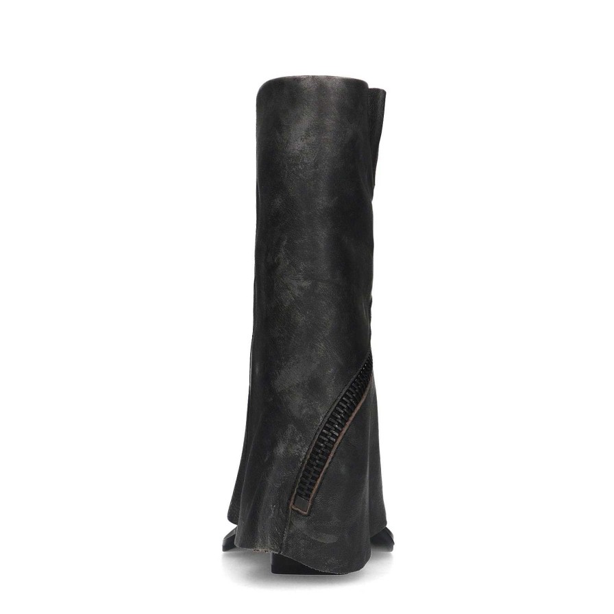 Sacha Leather Cowboy Boots With Flap - Delave Gray