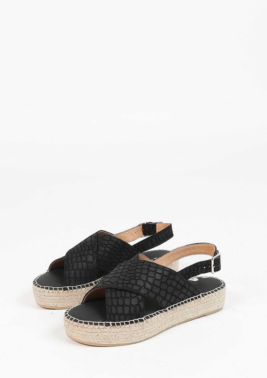 Sacha Suede Platform Sandals - Black