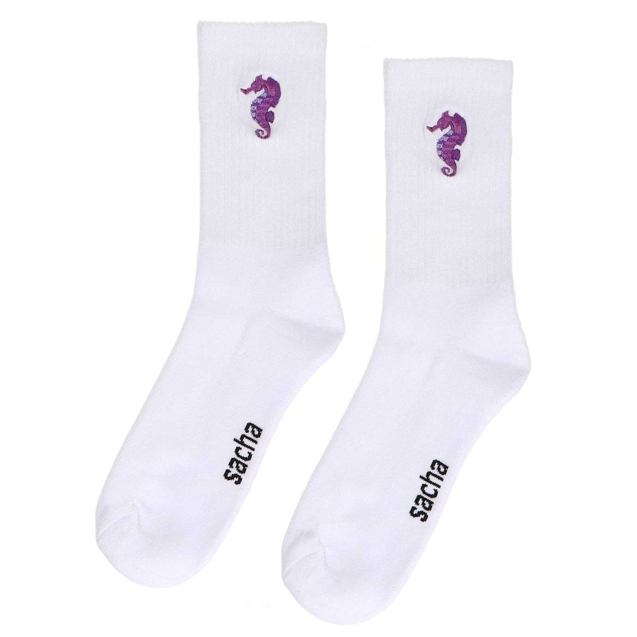 Sacha Sports Socks With Seahorse - White