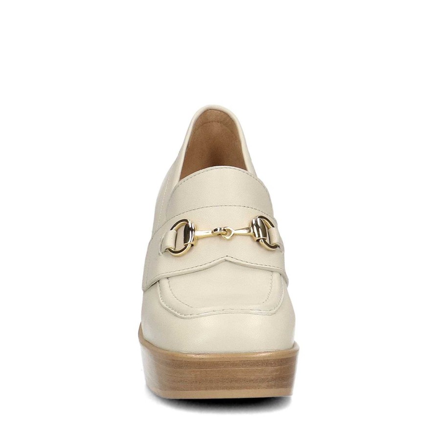 Sacha Leather Loafers With Heel - Off White