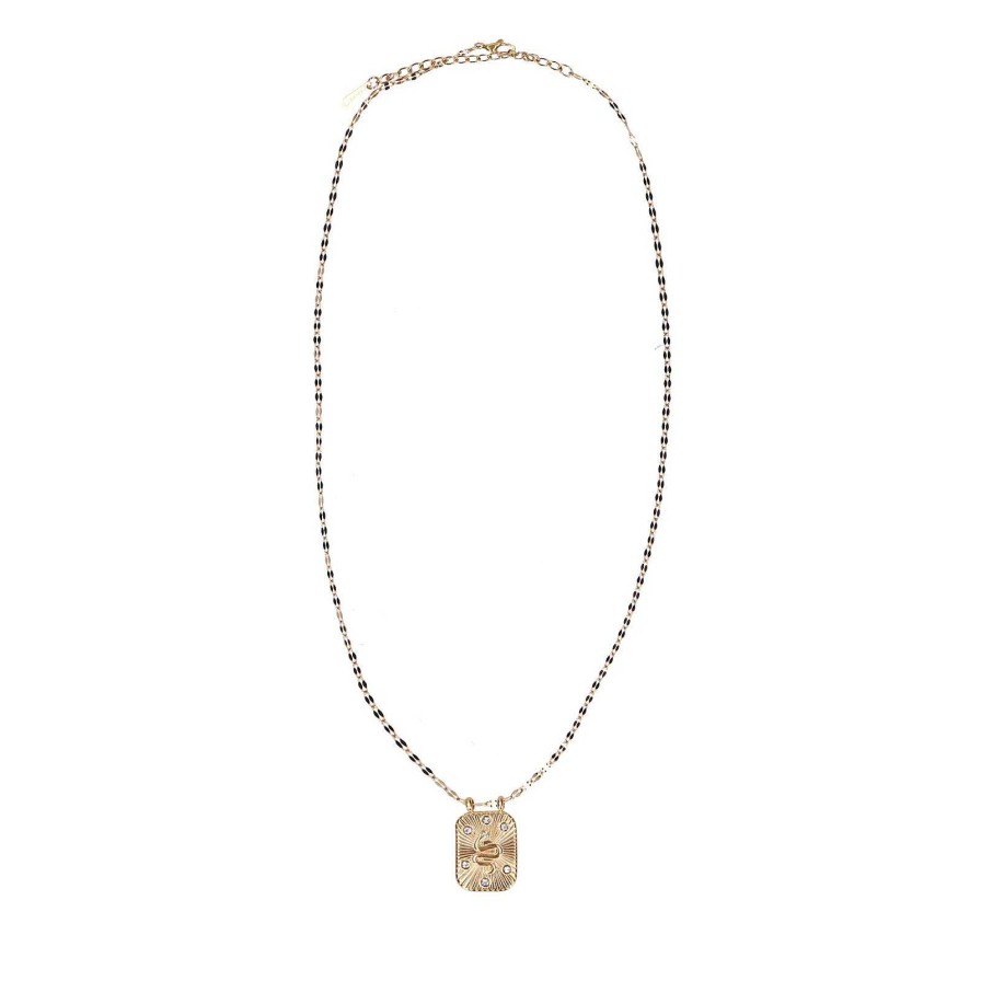 Sacha Necklace With Snake Charm - Gold