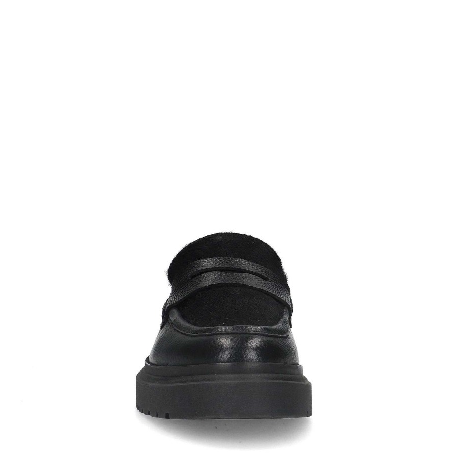 Sacha Leather Penny Loafers - Black