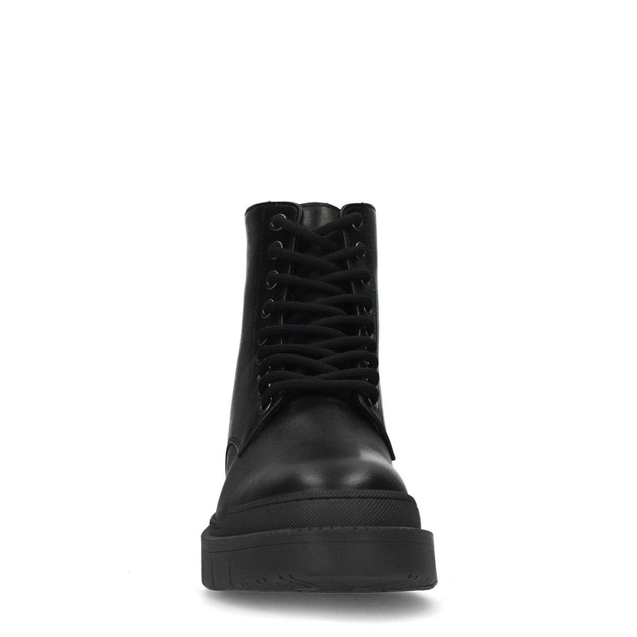 Sacha Lace-Up Leather Ankle Boots - Black