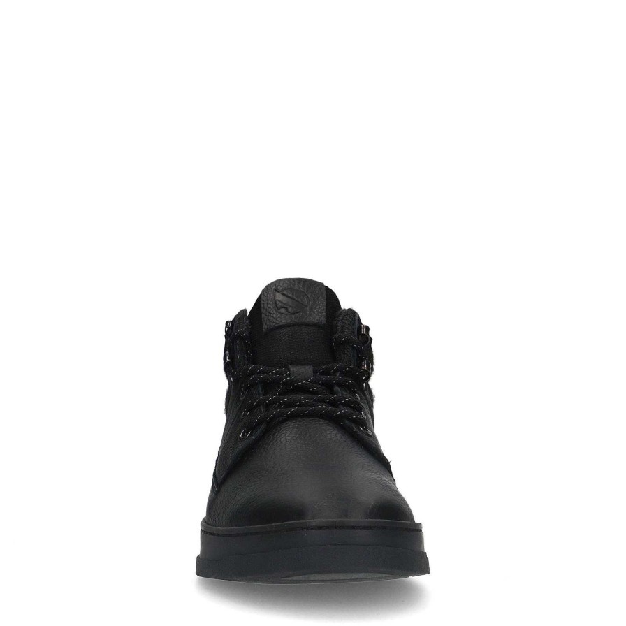 Sacha Lace-Up Leather Ankle Boots - Black