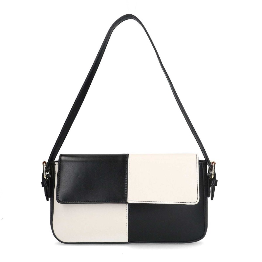 Sacha Checkered Print Handbag - Black