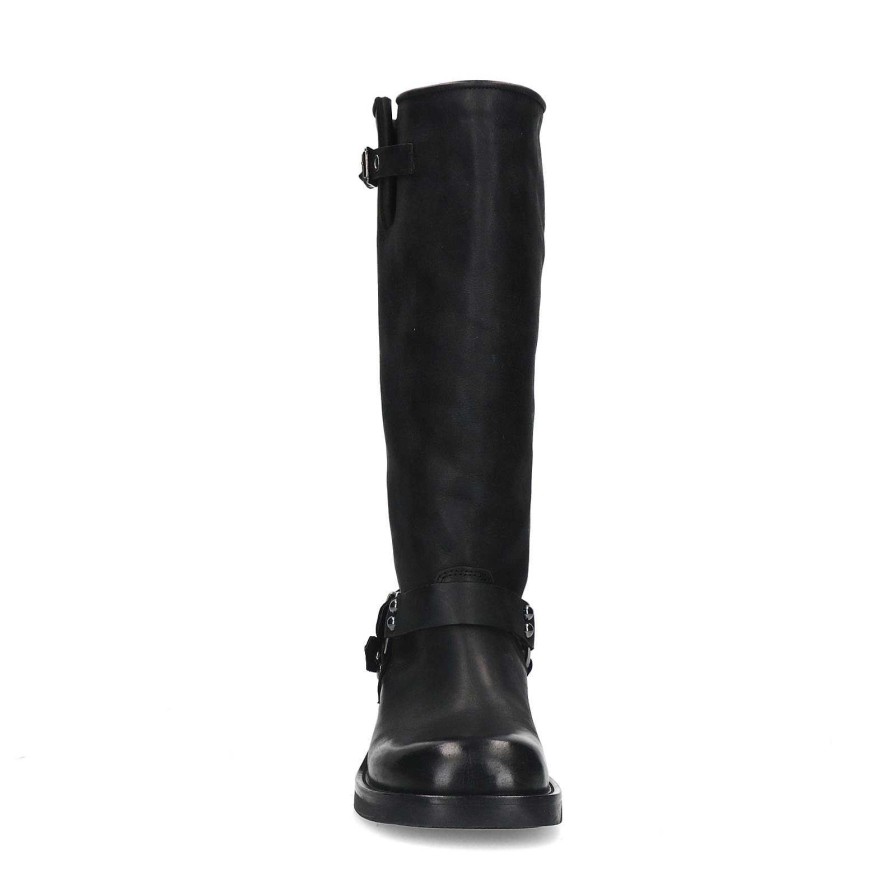 Sacha Buckled Biker Boots - Black