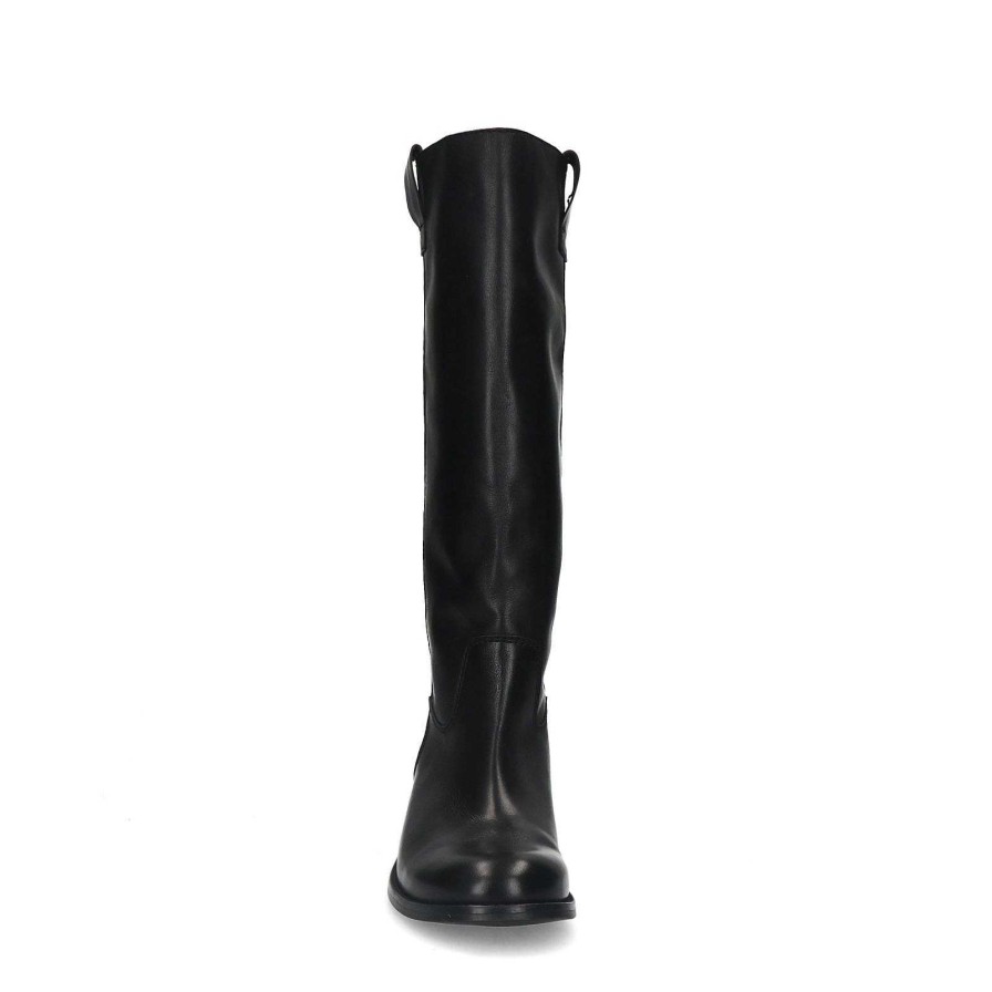 Sacha High Heel Leather Boots - Black